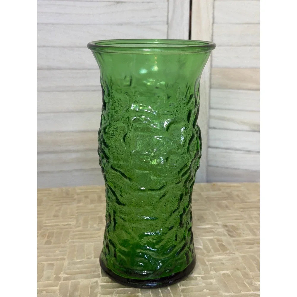 Vintage MCM Emerald Green Glass Vase